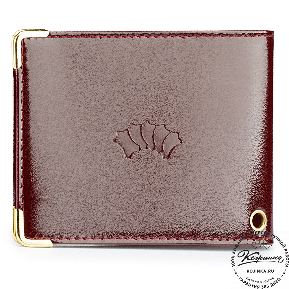 Кожаная обложка для удостоверения с окошком (бордовая)