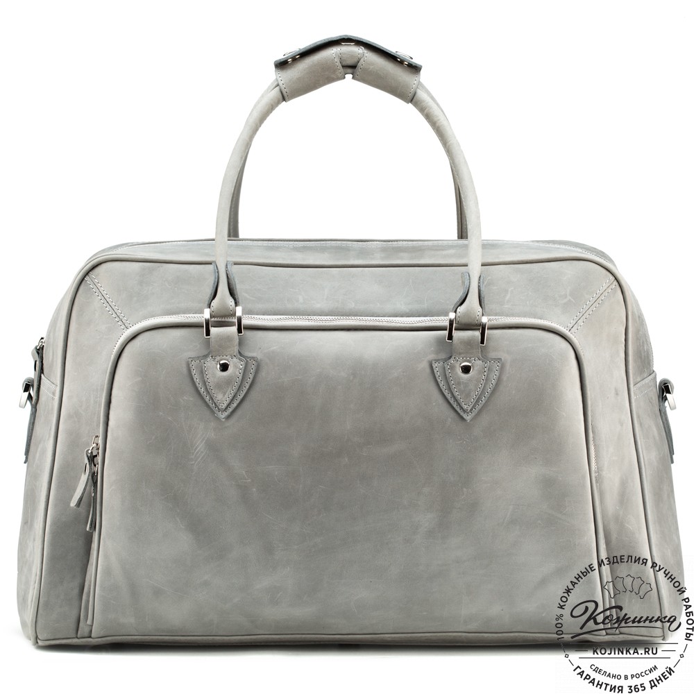 Кожаная дорожная сумка "Бруклин" (серый крейзи)