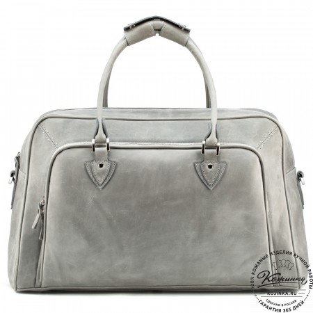 Кожаная дорожная сумка "Бруклин" (серый крейзи)