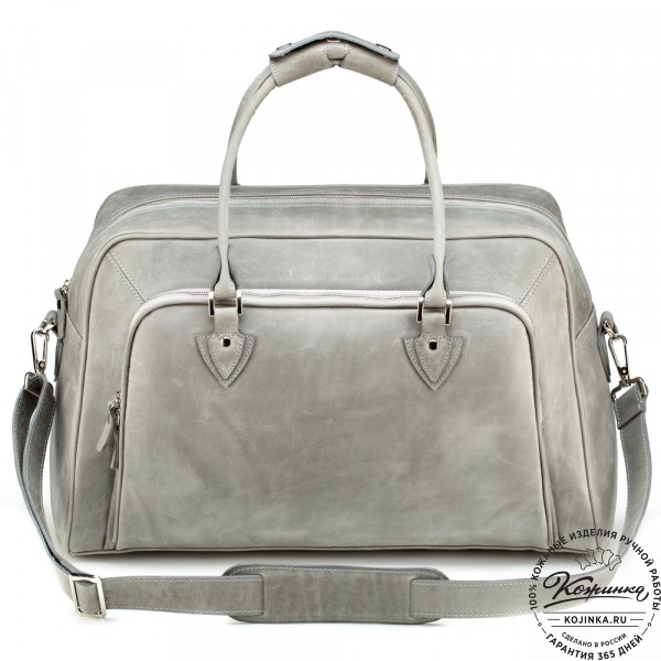 Кожаная дорожная сумка "Бруклин" (серый крейзи). фото 1