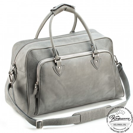 Кожаная дорожная сумка "Бруклин" (серый крейзи)