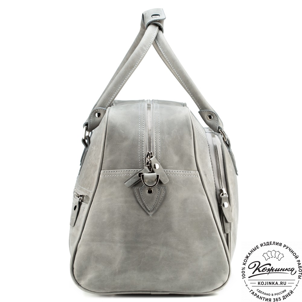 Кожаная дорожная сумка "Бруклин" (серый крейзи)