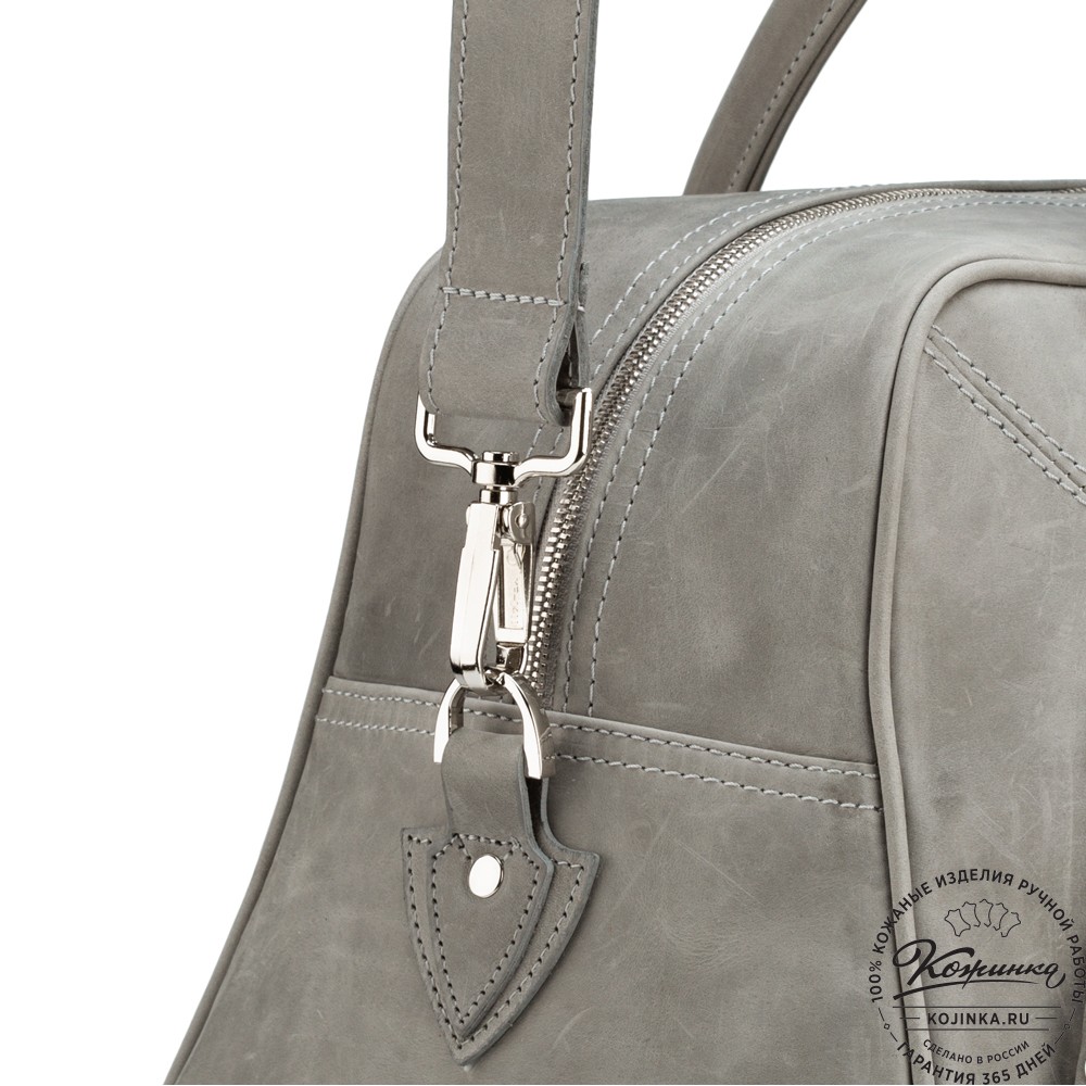 Кожаная дорожная сумка "Бруклин" (серый крейзи)