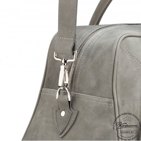 Кожаная дорожная сумка "Бруклин" (серый крейзи)