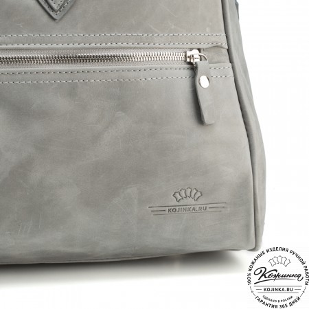 Кожаная дорожная сумка "Бруклин" (серый крейзи)