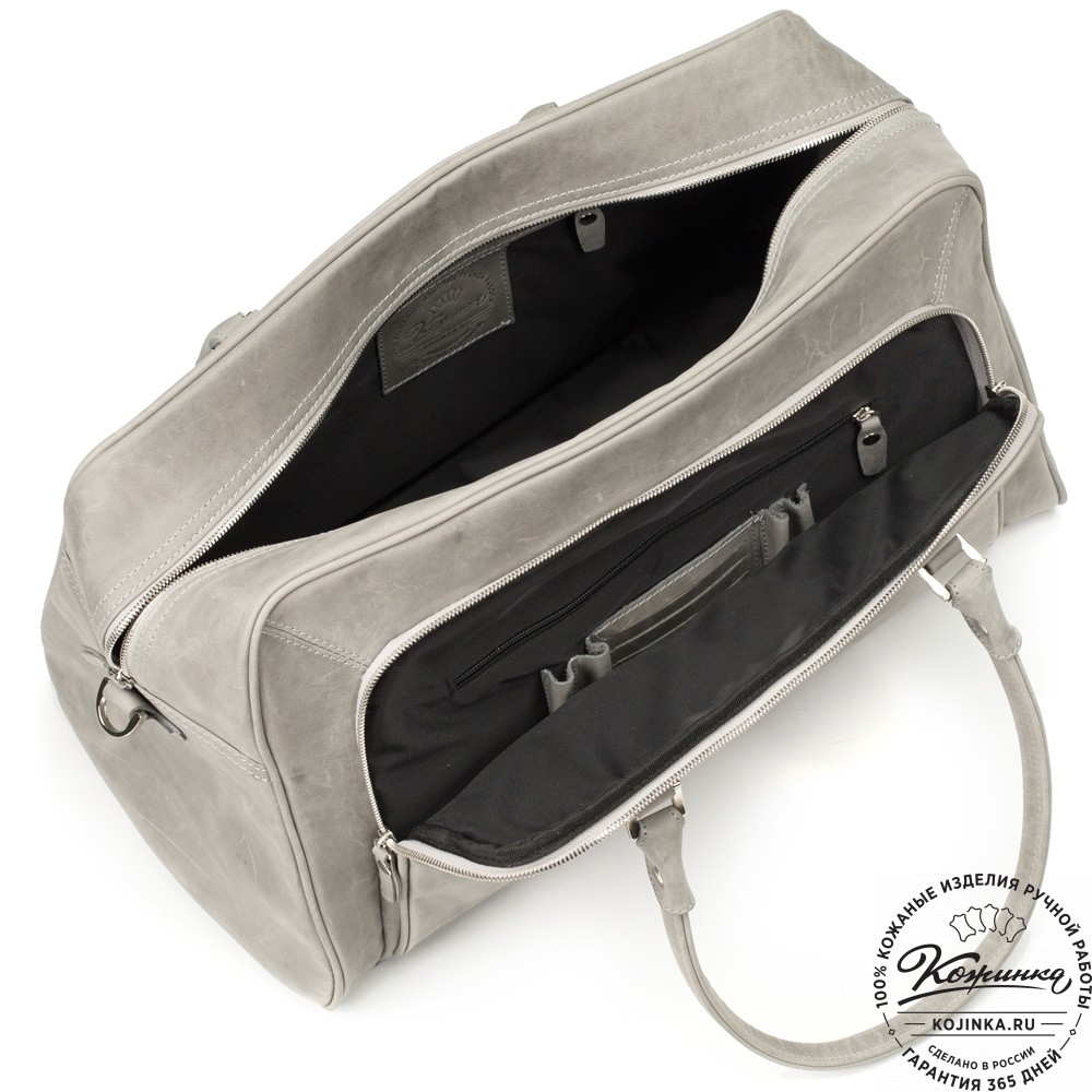 Кожаная дорожная сумка "Бруклин" (серый крейзи)