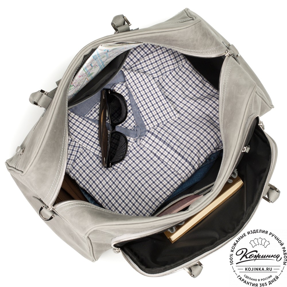 Кожаная дорожная сумка "Бруклин" (серый крейзи)