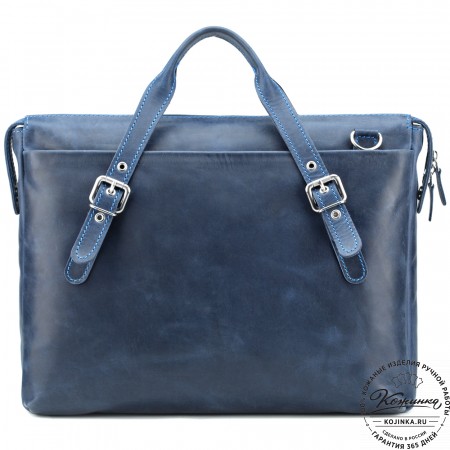 Кожаная деловая сумка "Франклин" (синий крейзи)