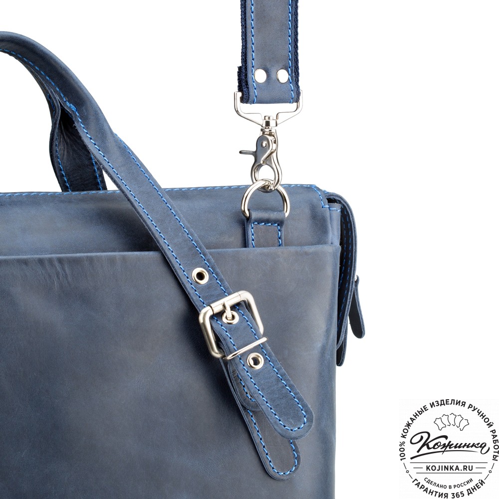 Кожаная деловая сумка "Франклин" (синий крейзи)