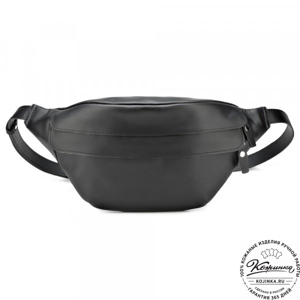 Кожаная сумка на пояс "Камиль" (чёрная) . фото 1
