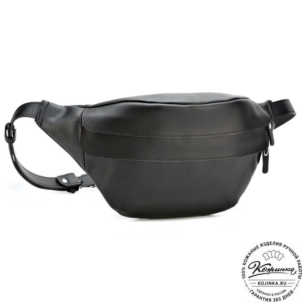 Кожаная сумка на пояс "Камиль" (чёрная) 