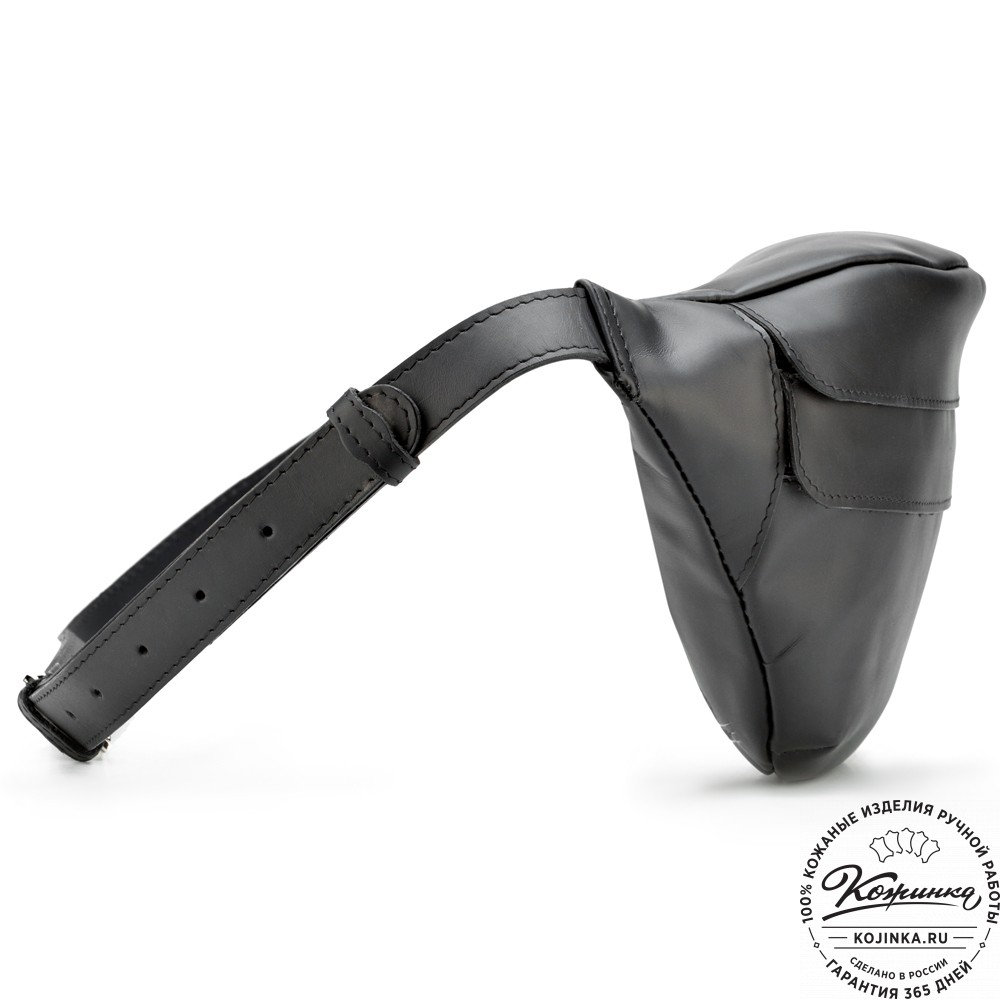 Кожаная сумка на пояс "Камиль" (чёрная) 