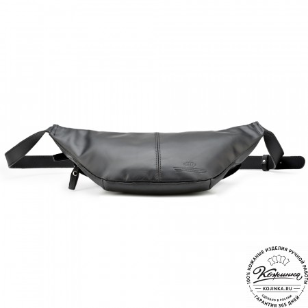 Кожаная сумка на пояс "Камиль" (чёрная) 