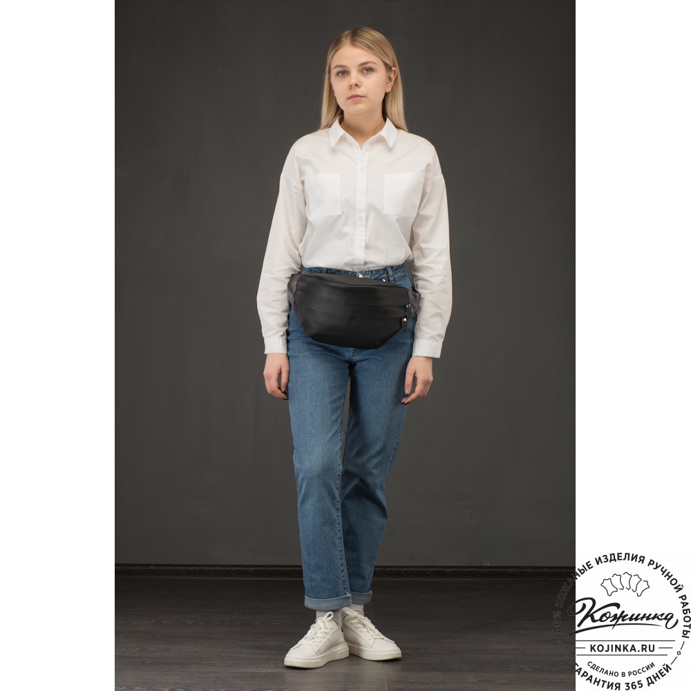  Кожаная сумка на пояс "Камиль" (коричневый гладкая кожа) 