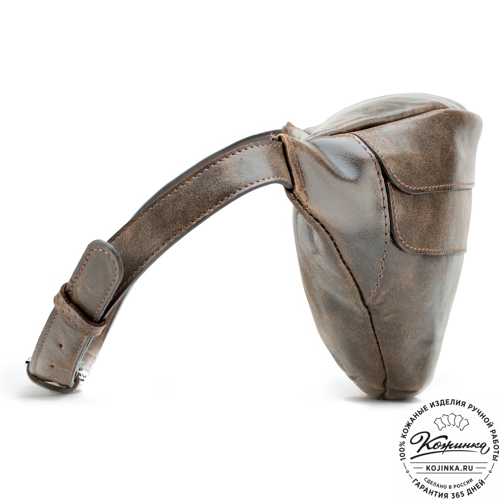 Кожаная сумка на пояс "Камиль" (коричневая наппа) 