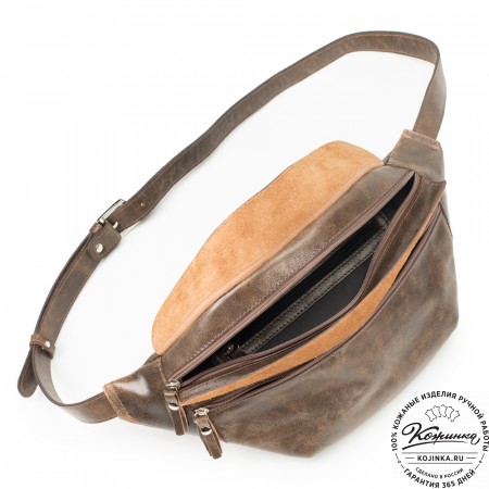 Кожаная сумка на пояс "Камиль" (коричневая наппа) 