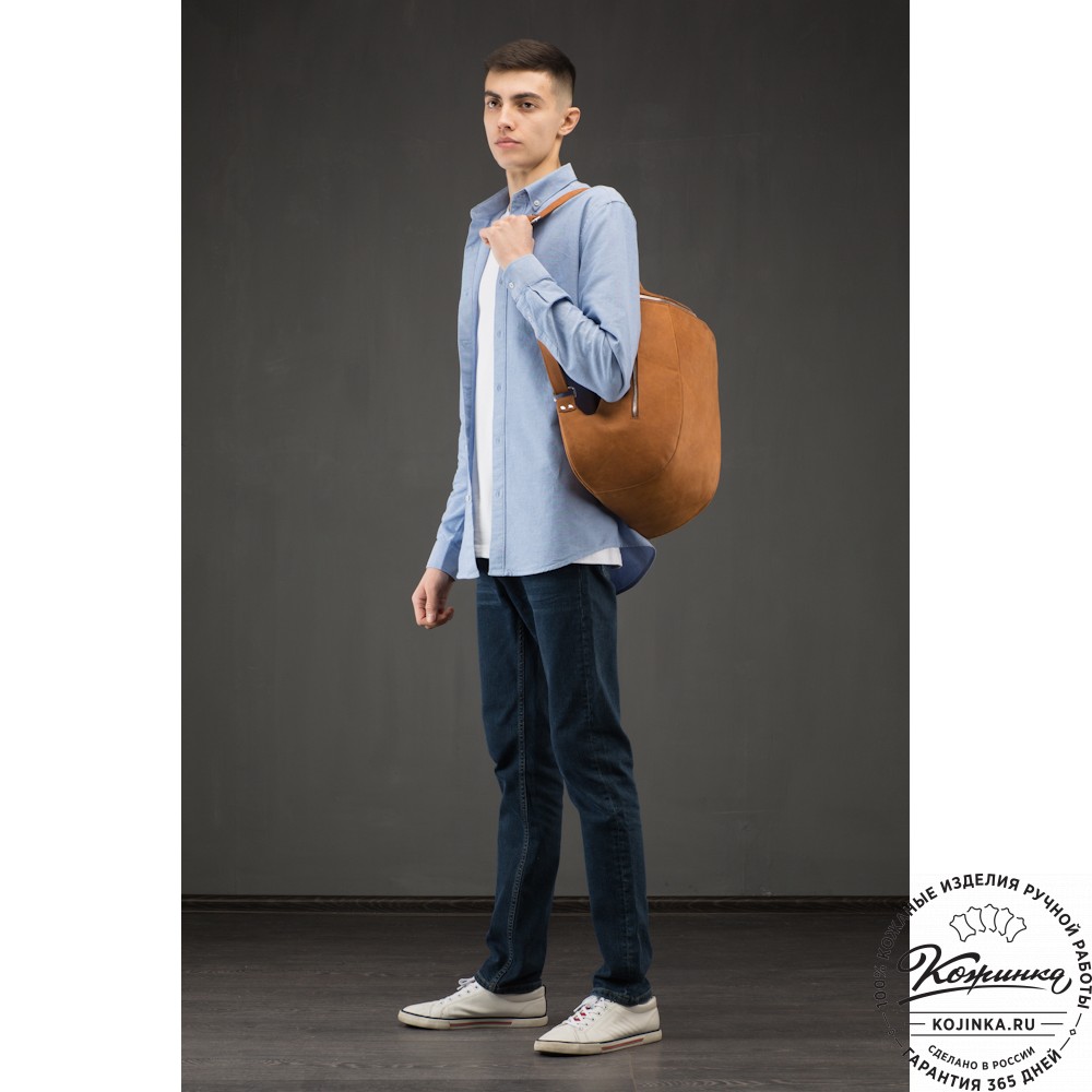 Кожаный рюкзак "Ургант" (синий антик)