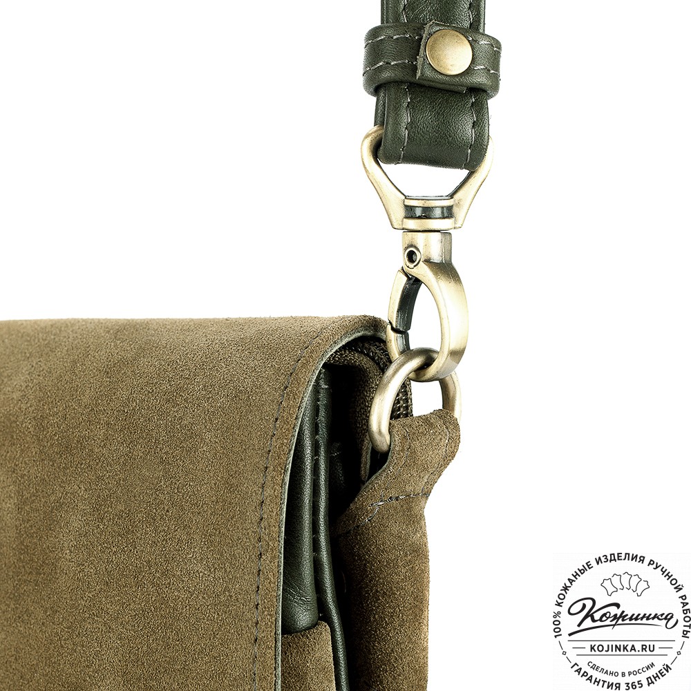 Женская сумка из кожи и замши  "Мишель" (хаки)