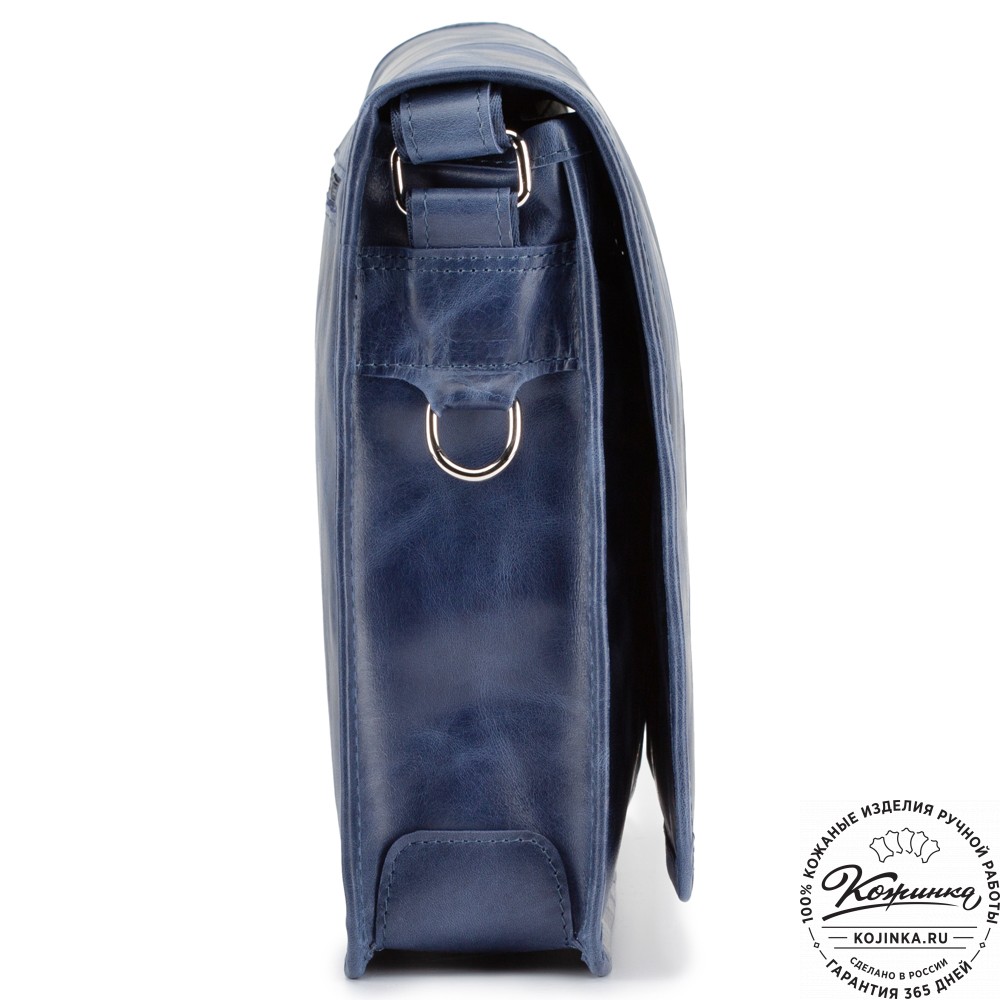 Кожаная сумка "Винсент" (синий  антик)
