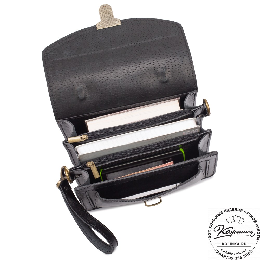 Кожаная барсетка "БС-Б1" (черная)