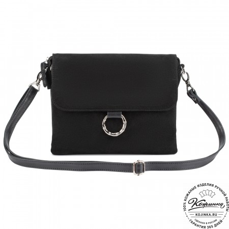 Женская сумка из кожи и замши  "Мишель" (чёрная)