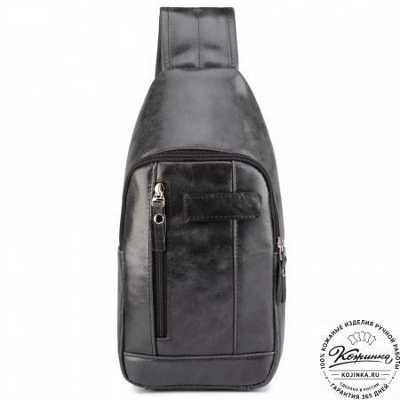 Кожаная нагрудная сумка "Ватикан" (чёрная)