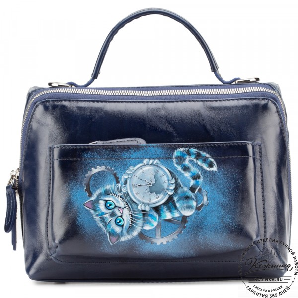 Женская кожаная сумка "Крис" "Чеширский кот перевернутый". фото 1