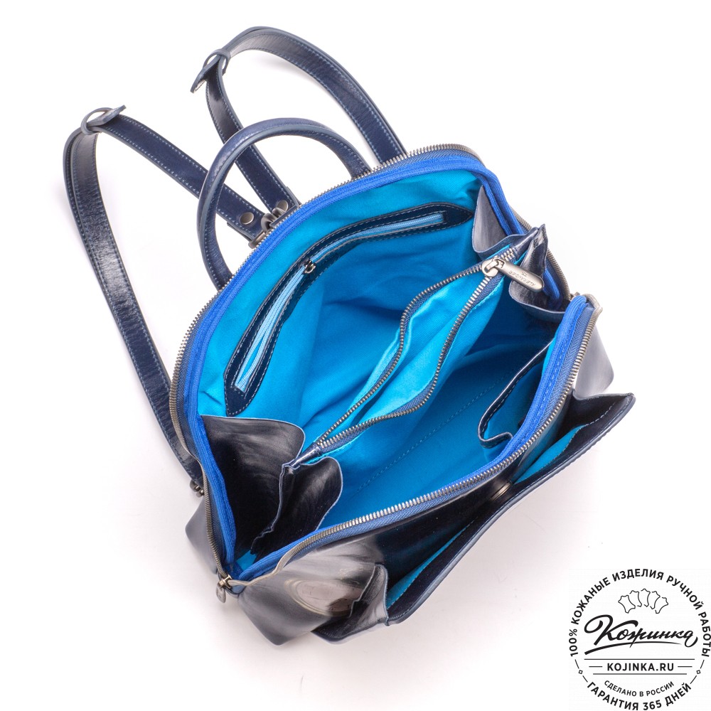 Женский кожаный рюкзак "Джорджия"  "Чешир за чаем" 