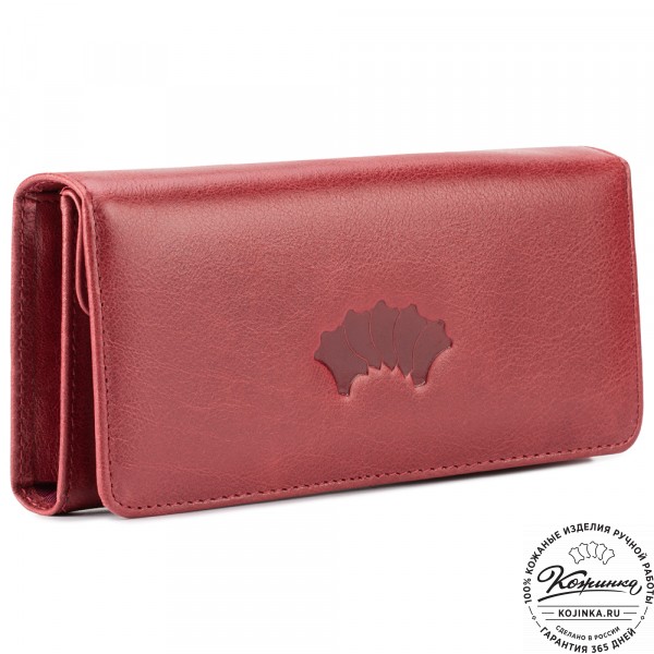 Кожаное портмоне "Франция" (малина). фото 1