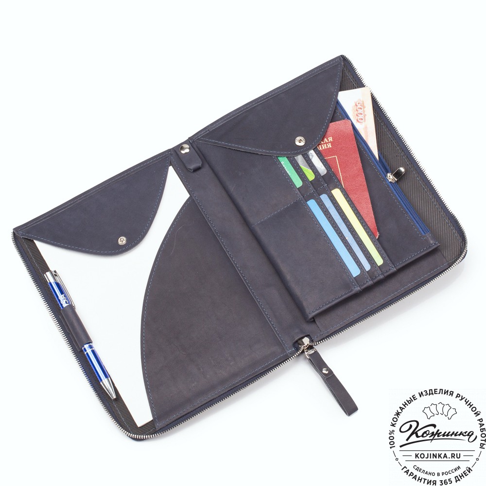 Кожаная папка для документов "Кейптаун" (синий крейзи)