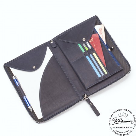 Кожаная папка для документов "Кейптаун" (синий крейзи)