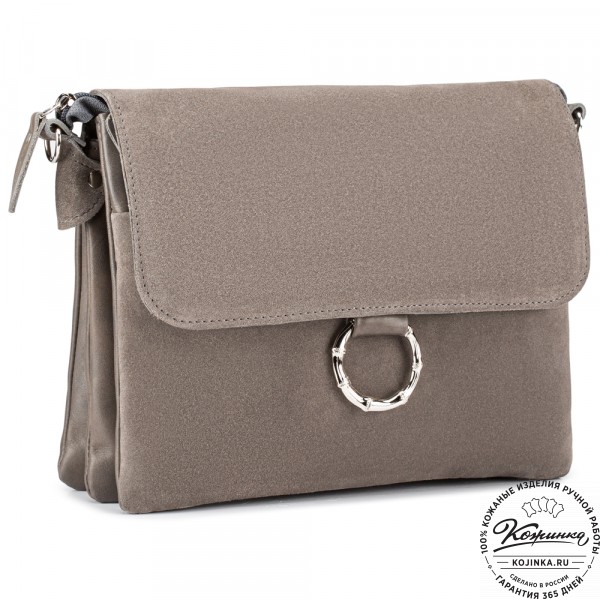 Женская сумка из кожи и замши "Мишель" (серая). фото 1