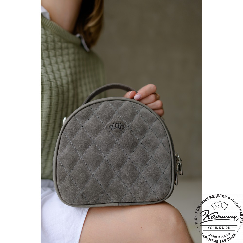 Женская кожаная сумка "Селин" (серая)