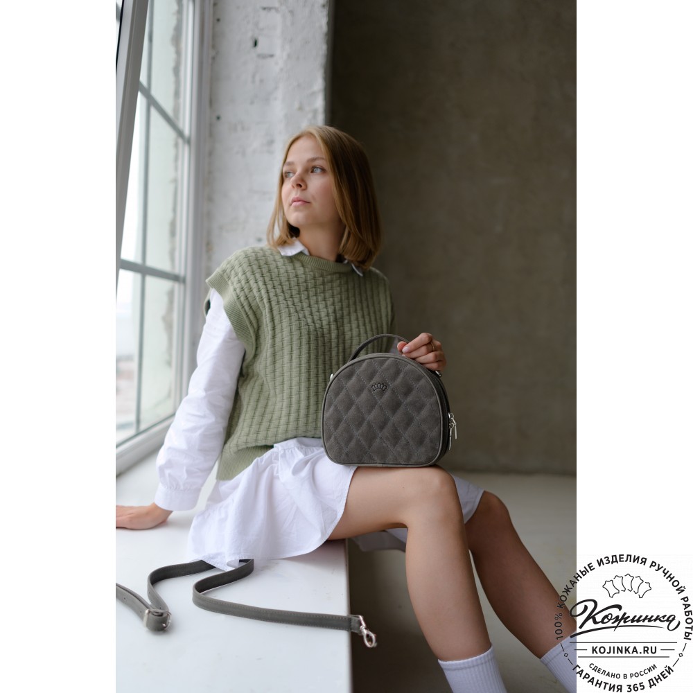 Женская кожаная сумка "Селин" (серая)