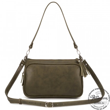 Женская кожаная сумка "Эмма" (хаки гладкая кожа)