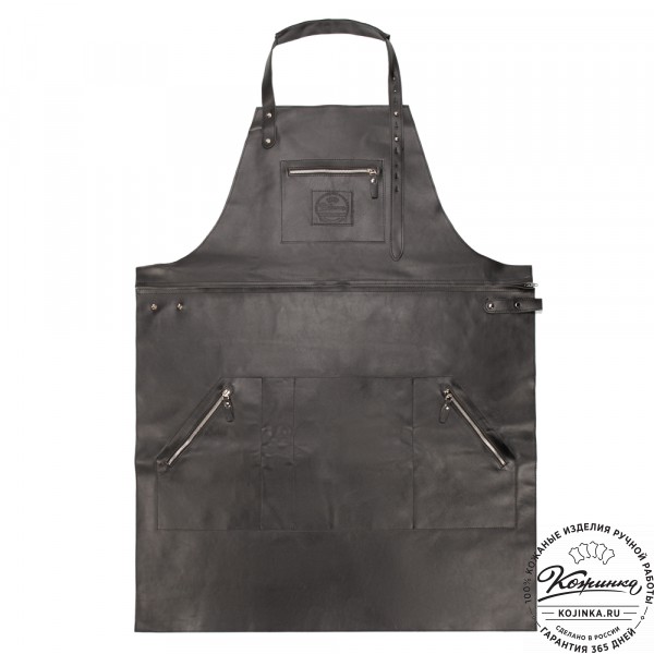 Кожаный фартук-трансформер (чёрный). фото 1