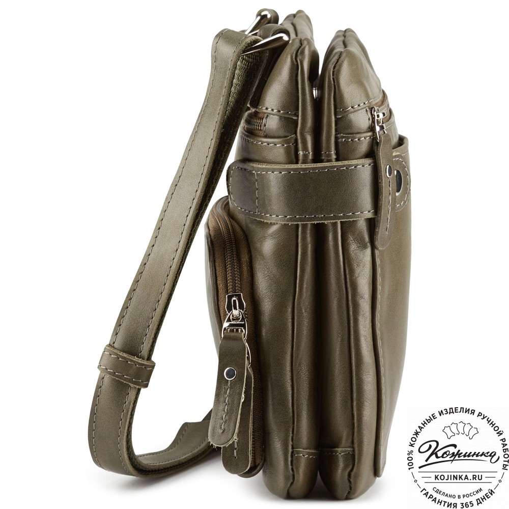 Кожаная сумка "Феликс" (хаки гладкая кожа) 