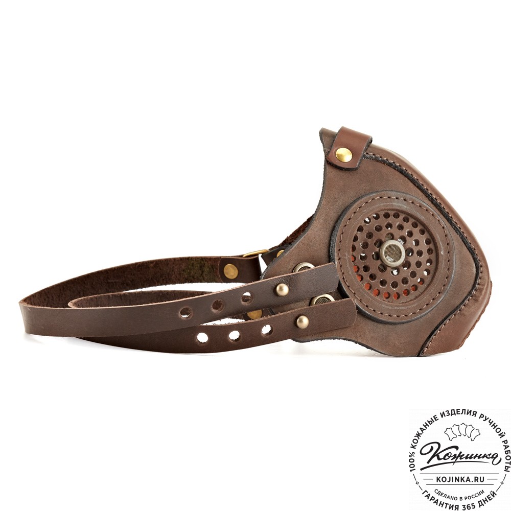 Кожаная маска Раптор (коричневая)