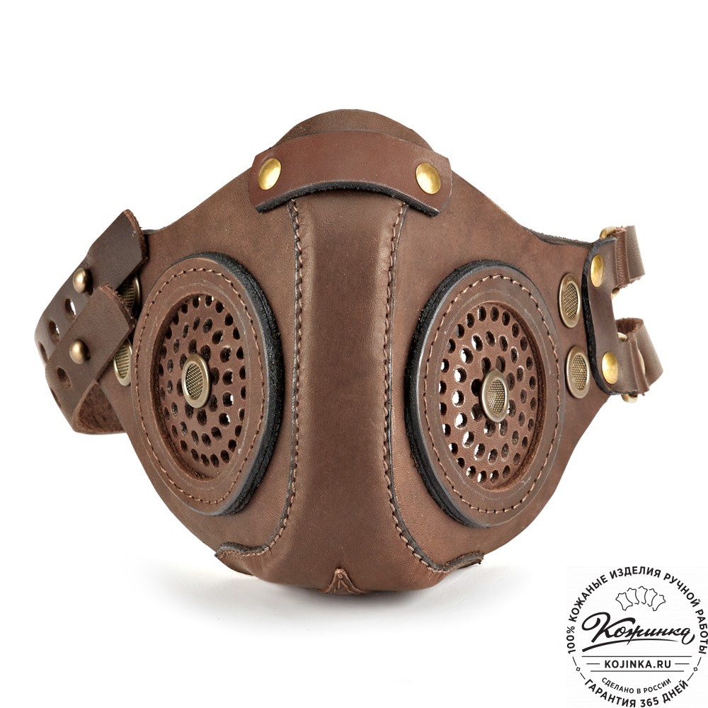 Кожаная маска Раптор (коричневая)