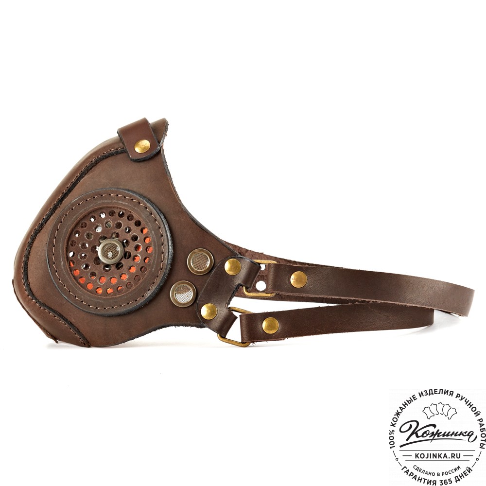 Кожаная маска Раптор (коричневая)