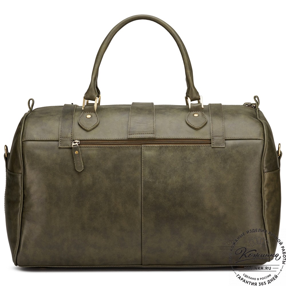 Кожаная дорожная сумка "Кордова" (хаки гладкая кожа)
