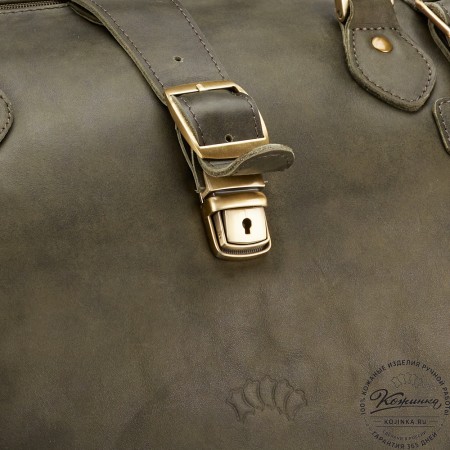 Кожаная дорожная сумка "Кордова" (хаки гладкая кожа)