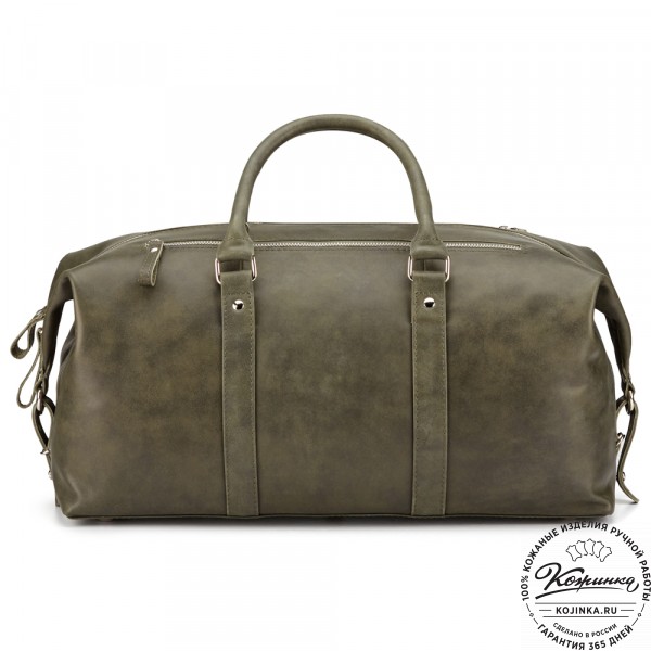 Кожаная дорожно-спортивная сумка Англия (хаки гладкая кожа). фото 1