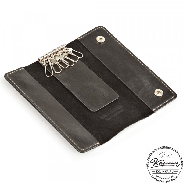 Кожаная ключница "Кипр" (чёрная). фото 1