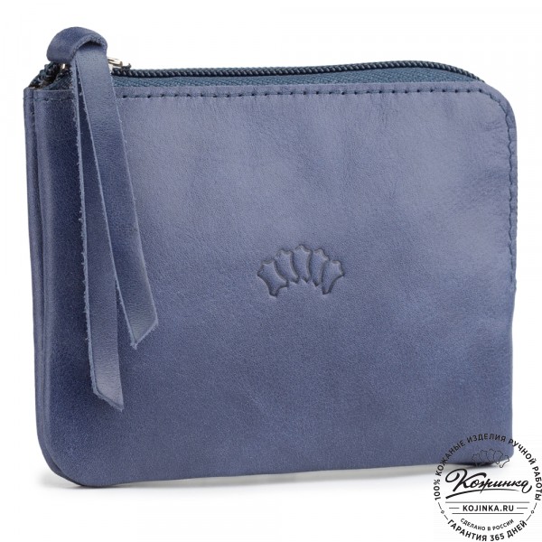 Кожаный кошелёк "Баден" (синий). фото 1