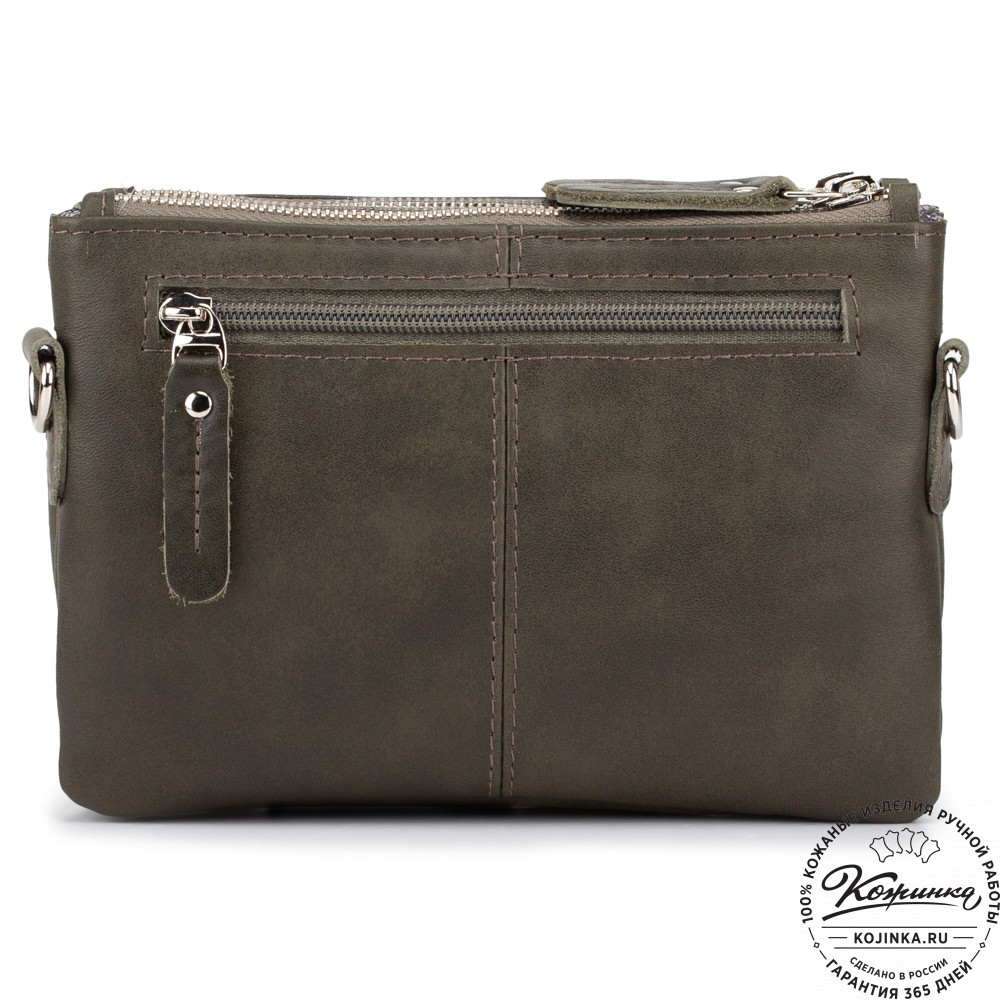 Женская кожаная сумка "Хельга" (хаки гладкая кожа)