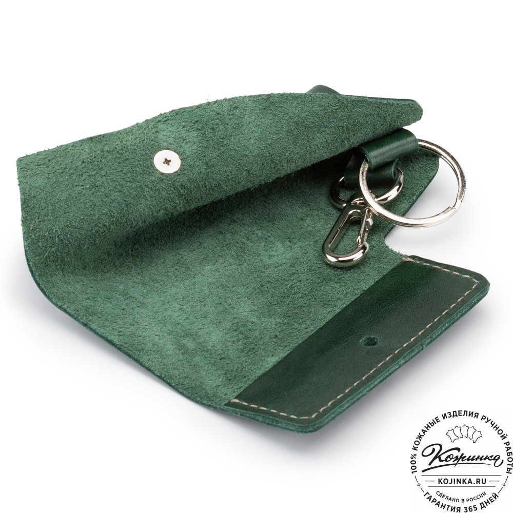 Кожаная ключница "Латвия" (зелёная)