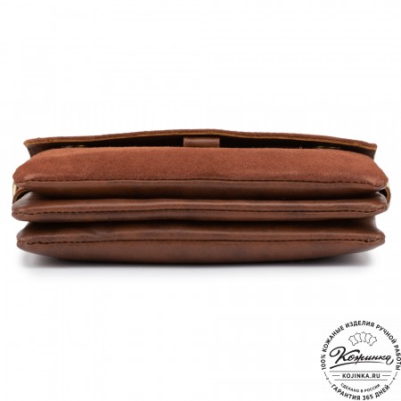 Женская сумка из кожи и замши  "Мишель мини" (коричневая)