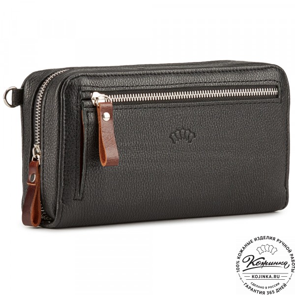 Кожаный клатч "Магадан" (чёрный) . фото 1