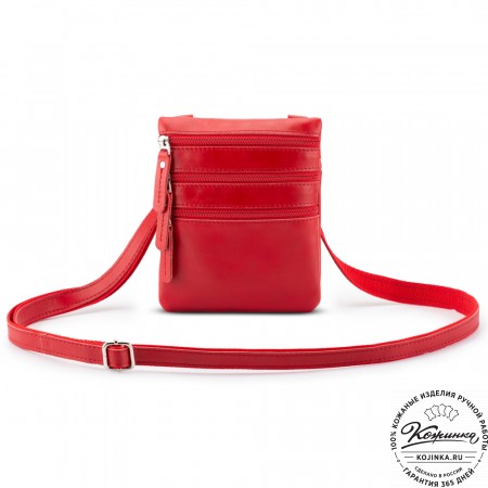 Кожаная сумка "Аллен макси" (красная)